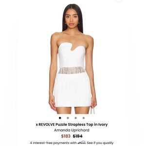 2 Piece Set: x REVOLVE Puzzle Strapless Top in Ivory + Babaton mini skirt